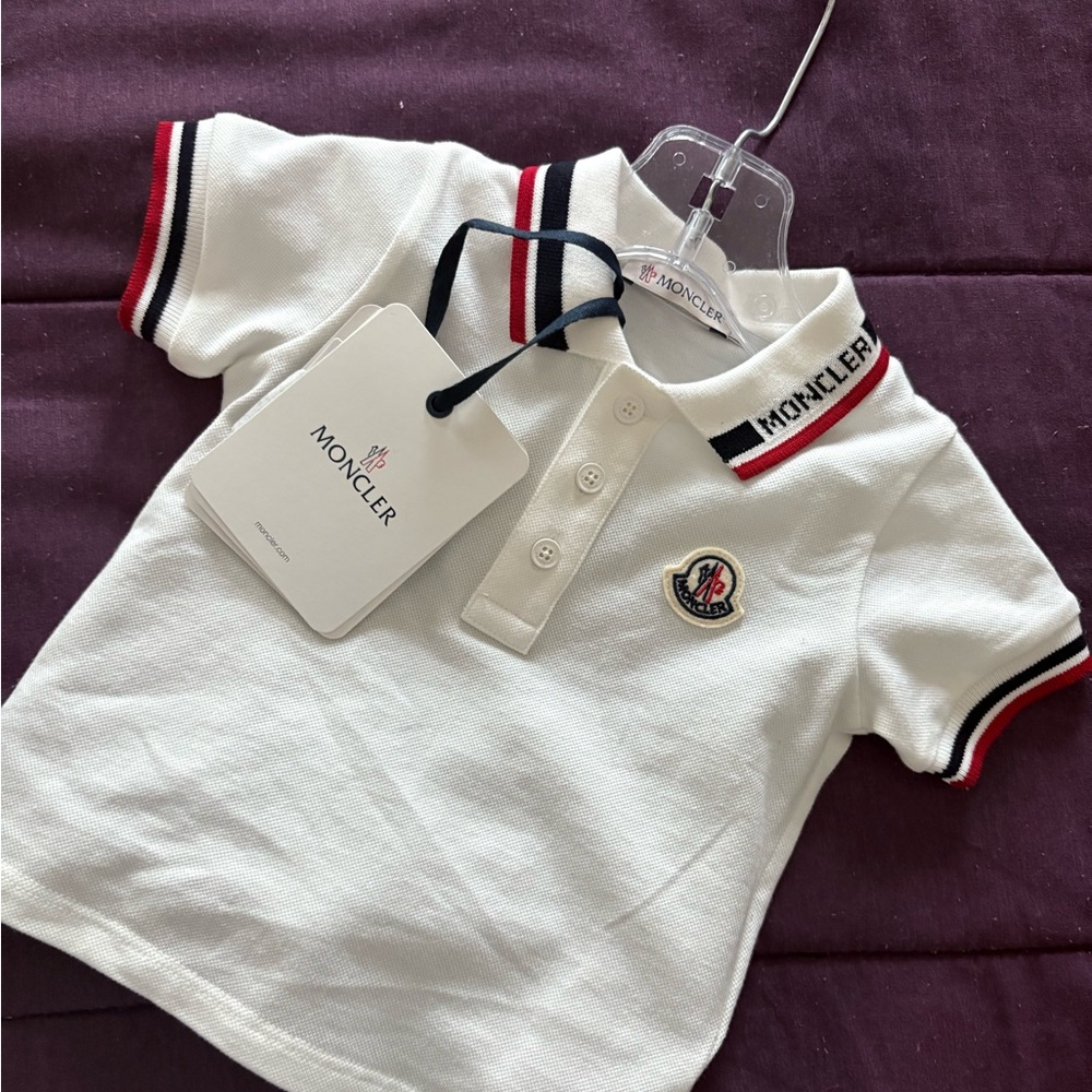 Moncler Kids White Polo Set
